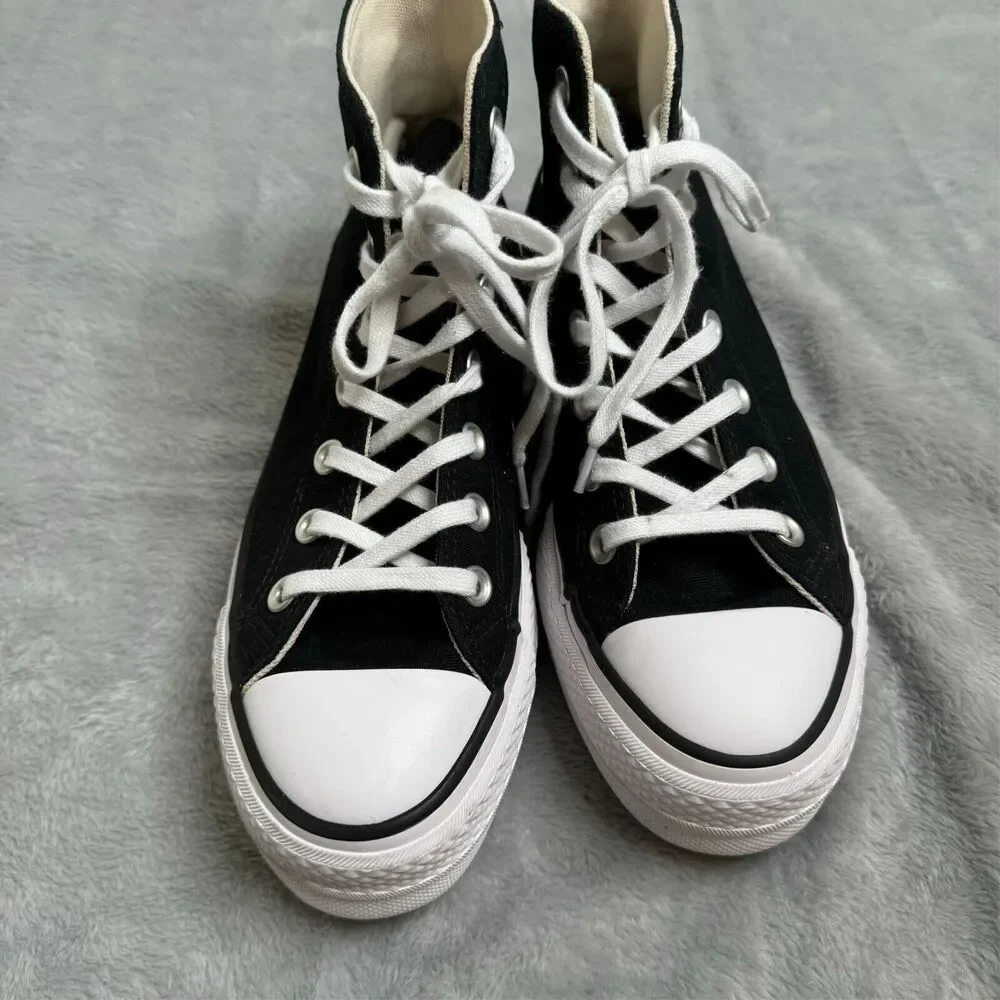 Converse Black and White High Top Sneakers - Picture 5 of 10